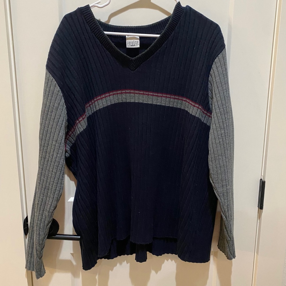 Carolina Colours Plus Men's Sweater ,‎ Navy/Gray/Maroon, Probably a Large.